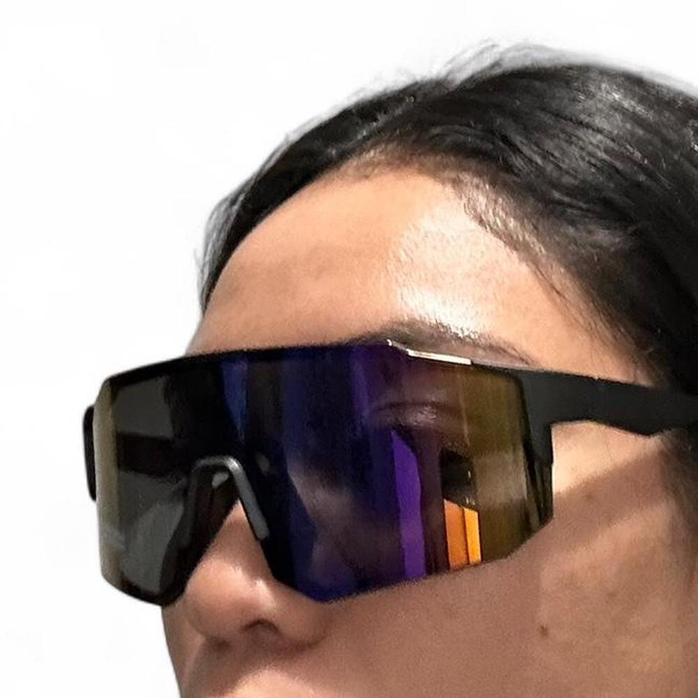 Black and purple retro sports sunglasses